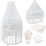 Waldin Babybett OWAL Kinderbett 7in1 mit Matratze, mitwachsendes Kinder-Bett