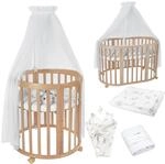 Waldin Babybett OWAL Kinderbett 7in1 mit Matratze, mitwachsendes Kinder-Bett