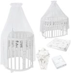 Waldin Babybett OWAL Kinderbett 7in1 mit Matratze, mitwachsendes Kinder-Bett