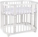 Waldin Babybett 5in1, Beistellbett aus Holz, Matratze, Bel&uuml;ftet