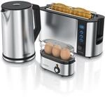 Arendo Fr&uuml;hst&uuml;cks-Set in silber - Wasserkocher / Toaster / Eierkocher