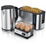Arendo Fr&uuml;hst&uuml;cksset, Wasserkocher 1,5 Liter + 6er Eierkocher + Langschlitztoaster