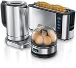 Arendo Fr&uuml;hst&uuml;cks Set in Edelstahl Optik - Wasserkocher / Toaster / Eierkocher