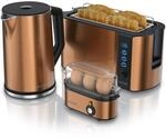 Arendo 3-teiliges Fr&uuml;hst&uuml;cks-Set, 4 Scheiben Langschlitztoaster, Wasserkocher 1,5l,