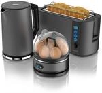 Arendo - Wasserkocher mit Toaster und Eierkocher SET Edelstahl Grau Wasserkocher 1,5L