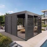 Alu Pergola MCW-L46, Pavillon Terrassen&uuml;berdachung, 7x Lamellenpaneel 7x