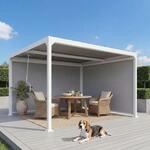 Alu Pergola MCW-L41 mit 2x Seitenwand, Lamellen-Pavillon, stabiles 8cm-Metall-Gestell