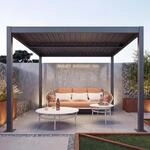 Pergola MCW-L46, Gartenpavillon Lamellen-Pavillon, 11cm-Aluminium-Gestell, Regenrinne