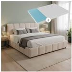 Juskys Polsterbett Florenz mit Matratze - Bubble Design, gepolstertes Kopfteil,