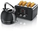 Arendo Fr&uuml;hst&uuml;cks-Set Edelstahl Wasserkocher 1,7l, 4-Scheiben Kurzschlitz...