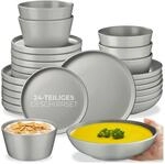 tectake&reg; Tafelservice, f&uuml;r 6 Personen, aus Steingut, mit Glasur, ineinander