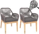 2er-Set Gartenstuhl MCW-H56b, Sessel Outdoor Stuhl, wetterfest Seilgeflecht Holz