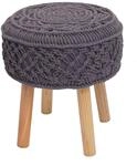 Sitzhocker MCW-J43, Strickhocker Hocker Fu&szlig;hocker, 45x41cm rund Makramee/Strick