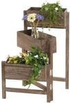 Pflanzregal H275, Standregal Blumenst&auml;nder Pflanzkasten, 65x108x15cm, Holz