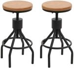 2er-Set Barhocker MCW-N17, Barstuhl, h&ouml;henverstellbar drehbar Fu&szlig;ablage Industrial