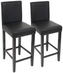 2er-Set Barhocker Cesena Kunstleder ~ schwarz, dunkle F&uuml;&szlig;e