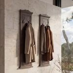 2er-Set Garderobe H33, Wandgarderobe Garderobenpaneel, Wandhaken Holz 109x28x4cm ~