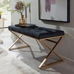 Sitzbank FineBuy Polsterbank Schwarz 90 cm Bettbank Chesterfield Flurbank Samt