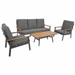 DEGAMO Lounge Set CALGARY, Alu anthrazit + Kunstholz braun, Polster grau