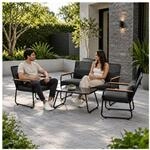 GARMIO&reg; Sitzgruppe Polyrattan Gartenm&ouml;bel Set 4-teilig Balkonm&ouml;bel mit Sitzbank