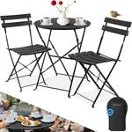 KESSER&reg; Bistroset 3-teilig Bistrotisch mit 2 klappbaren St&uuml;hle Set Balkonset