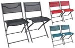 VCM 2er Set Klappstuhl Metall mit Textilene Bezug, Gartenstuhl klappbar,