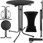 tectake&reg; Stehtisch, rund mit Tischhusse, standfest, bodenschonende Kunststofff&uuml;&szlig;e