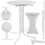 tectake&reg; Stehtisch, rund mit Tischhusse, standfest, bodenschonende Kunststofff&uuml;&szlig;e