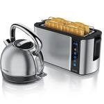 Arendo Fr&uuml;hst&uuml;cks-Set Edelstahl Wasserkocher 1,7l, 4-Scheiben Langschlitz...