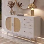 Sideboard MCW-P52, Schrank Kommode Highboard, Schubladen Stauf&auml;cher, Poly-Rattan MDF