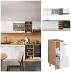 Vicco K&uuml;chenzeile K&uuml;chenblock Einbauk&uuml;che R-Line 240 cm Eiche Wei&szlig; Hochglanz