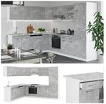 VICCO K&Uuml;CHENZEILE R-LINE ECKK&Uuml;CHE WINKEL K&Uuml;CHE EINBAU BETON MIT ARBEITSPLATTEN