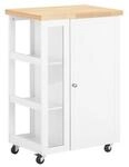 SoBuy K&uuml;chenwagen mit 1 T&uuml;r Wei&szlig; 60x40x90cm Funktional