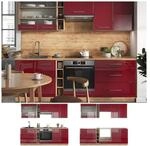 Vicco K&uuml;chenzeile K&uuml;chenblock Einbauk&uuml;che Fame-Line Eiche Bordeaux Rot 235 cm