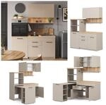 Vicco Singlek&uuml;che Egbert Greige Eiche 160 cm mit ausziehbarem Tisch