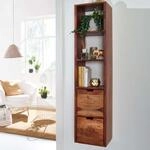 Wandregal FineBuy Schweberegal mit Schubladen 150 cm Holz Regal H&auml;ngend Massiv