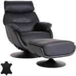 Relaxsessel mit Hocker MCW-K99, Fernsehsessel Sessel, Wippfunktion drehbar, Metall