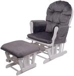 Relaxsessel MCW-C76, Schaukelstuhl Sessel Schwingstuhl mit Hocker ~ Samt, grau,