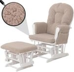 Relaxsessel MCW-C76, Schaukelstuhl Sessel Schwingstuhl + Hocker Stoff Boucl&eacute;