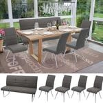 Set 4x Esszimmerstuhl+Sitzbank MCW-G55, Bank K&uuml;chenstuhl Stuhl, Stoff/Textil
