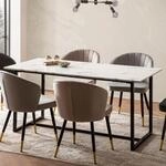 Esszimmertisch FineBuy K&uuml;chentisch 120 cm Marmor Optik Wei&szlig; Klein Esstisch