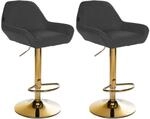 CLP 2er Set Barhocker Braga Stoffbezug mit Goldgestell I h&ouml;henverstellbar und 360