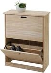 Schuhkipper MCW-K45, Schuhschrank Schuhregal, 81x60x25cm 2 Klappen, Paulownia Holz ~