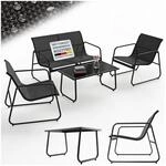 Juskys Gartenm&ouml;belset Genua 4-tlg. &ndash; Outdoor Sitzgruppe f&uuml;r Balkon & Garten in