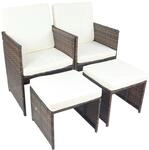 VCM 4-teilig Gartenm&ouml;bel Set, 2x Gartenstuhl mit Auflagen & 2x Beinauflage,