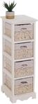 Regal Kommode mit 4 Korbschubladen 74x25x28cm, Shabby-Look, Vintage ~ wei&szlig;