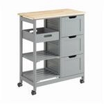 SoBuy K&uuml;chenwagen mit 3 Schubladen Hellgrau 67x37x84cm Funktional