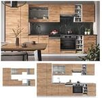 Vicco K&uuml;chenzeile K&uuml;chenblock Einbauk&uuml;che Fame-Line Wei&szlig; Eiche 355 cm modern