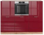 Vicco K&uuml;chenzeile K&uuml;chenblock Einbauk&uuml;che R-Line Eiche Bordeaux Hochglanz Backofen