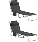 SoBuy Sonnenliegen 2er-Set Schwarz 167x56x81cm Modern